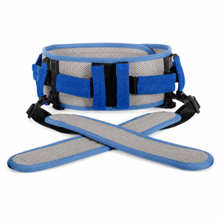 Meditec Transfer Support Belt with crotch straps shown in front view on white background for safe patient transfers.