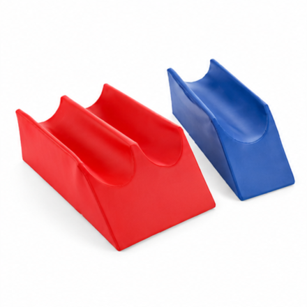 Meditec Leg Elevation Channel shown in red and blue on a white background for leg elevation and support.