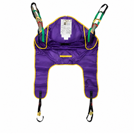 Isolated front view of the Meditec Fullback Sling showing straps, padded support and attachment points.