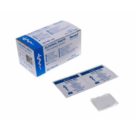 Isopropyl alcohol prep swabs box