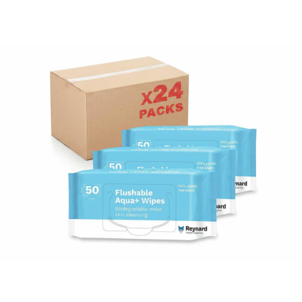flushable aqua rinse free patient wet wipes in bulk pack